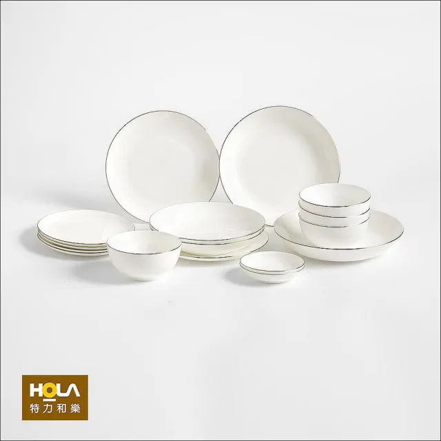 【HOLA】緻金骨瓷16件餐具組 可微波金