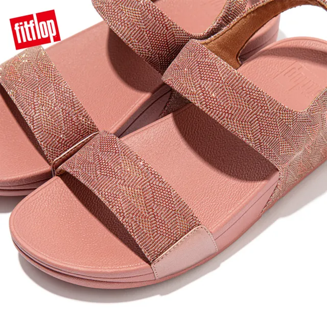 【FitFlop】LULU GLITZ BACK-STRAP SANDALS金屬亮粉造型後帶涼鞋-女(玫瑰色)