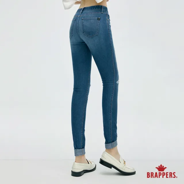 【BRAPPERS】女款 冰膚美丹寧系列-冰膚美中腰窄管褲(深藍)