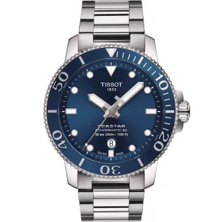 【TISSOT 天梭】官方授權 Seastar 1000 海洋之星300米潛水機械錶 開學(T1204071104103)