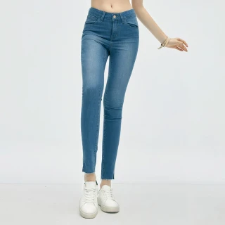 【BRAPPERS】女款 新美腳 ROYAL系列-中腰彈性八分窄管褲(淺藍)