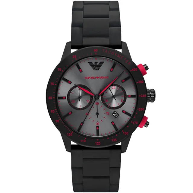【EMPORIO ARMANI】亞曼尼 Mario 運動風三眼計時手錶-43mm 錶 生日禮 送禮(AR11392)