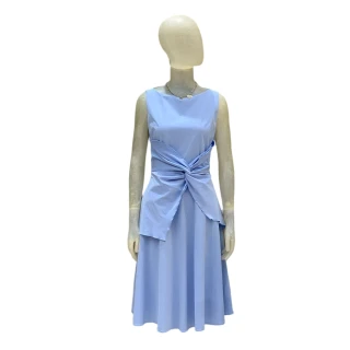 【Jessica Red】氣質清新造型收腰無袖洋裝（藍）82317E