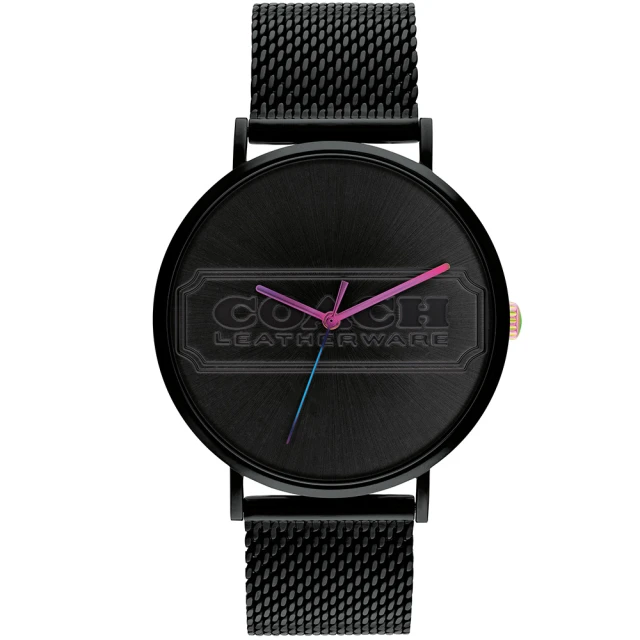 【COACH】官方授權經銷商 經典LOGO米蘭帶男錶-41mm/黑(14602591)