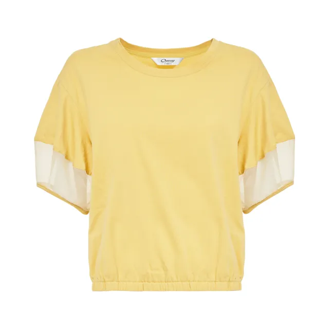 【OUWEY 歐薇】甜美氣質烏干紗手袖鬆緊上衣(黃色；S-M；3222081220)