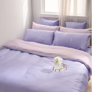 【戀家小舖】60支100%天絲枕套被套床包四件組-雙人(永恆系列-暮戀紫)