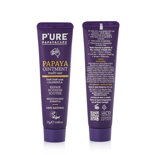 【澳洲 Pure Papayacare】木瓜軟膏含金盞花(4入組 25g/條)