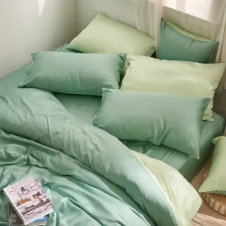 【戀家小舖】60支100%天絲枕套兩用被床包四件組-雙人(永恆系列-森林綠)