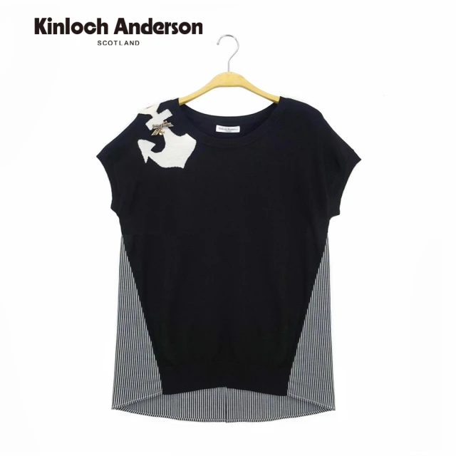 【Kinloch Anderson】連袖海錨刺繡針織上衣  金安德森女裝(黑)