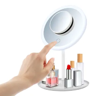 【高清化妝】LED補光燈高清攜帶式化妝鏡(USB充電 鏡子 補妝 補光鏡 梳妝鏡 美妝鏡 放大鏡 三檔控光)