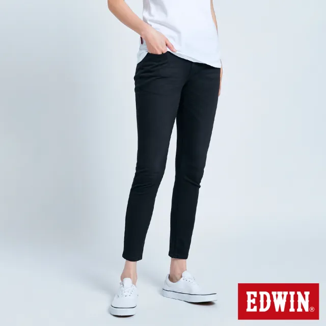 【EDWIN】女裝 JERSEYS迦績EJ2棉涼感窄直褲(黑色)