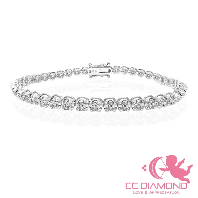 【CC Diamond】日本進口 18K 3克拉天然鑽石手鍊(精品)