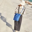 【RH】文青藍黃帆布側背手提包(多層收納空間 外出好輕便)