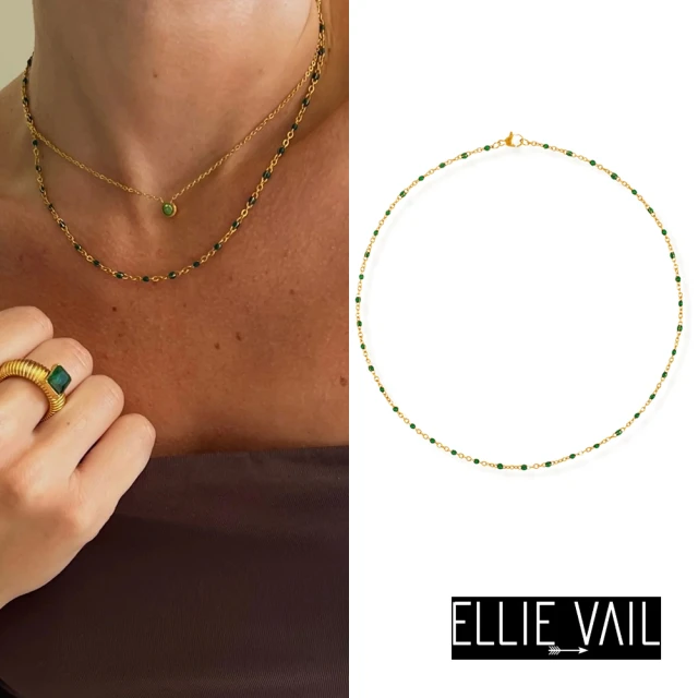 ELLIE VAIL 邁阿密防水珠寶 迷你綠色珠珠 金色頸鍊 Evie Green Dainty(防水珠寶)