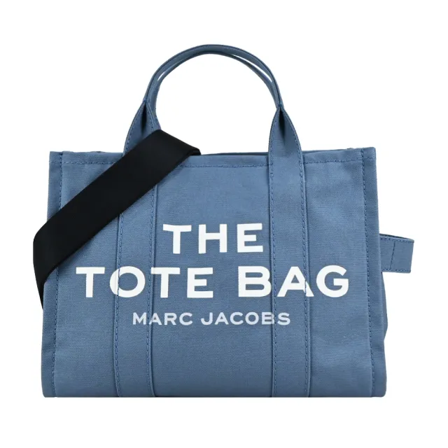 【MARC JACOBS 馬克賈伯】Small TOTE 字母印花帆布兩用托特包(小/迷霧藍)