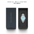 【Daniel Wellington】DW 手錶  Iconic Link Capri 36mm清新藍精鋼錶 粉藍錶盤(DW00100542)