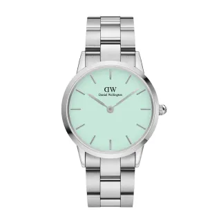 【Daniel Wellington】DW 手錶  Iconic Link Mint 36mm薄荷綠精鋼錶 粉綠錶盤(DW00100539)