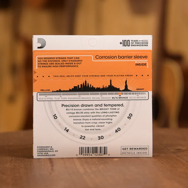 【D’Addario】EZ900 五套/組 木吉他弦 EXTRA LIGHT GAUGE 85/15 黃銅 美國製(民謠吉他弦)