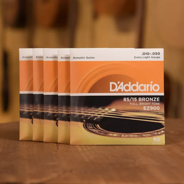 【D’Addario】EZ900 五套/組 木吉他弦 EXTRA LIGHT GAUGE 85/15 黃銅 美國製(民謠吉他弦)