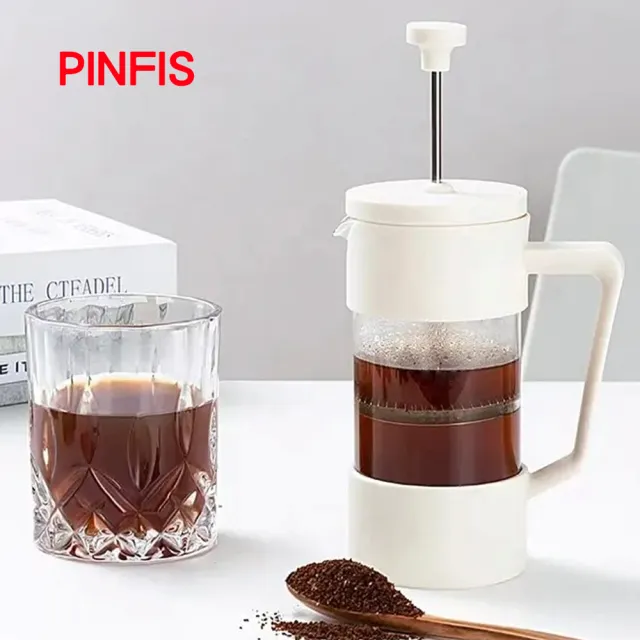 【PINFIS 品菲特】玻璃法式濾壓壺 咖啡沖泡壺 茶壺-350ml(經典白)