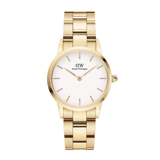 【Daniel Wellington】DW 手錶  Iconic Link 28mm/32mm精鋼錶 香檳金-白錶盤(DW00100567)