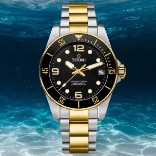 【TITONI 梅花錶】海洋探索 SEASCOPER 600 陶瓷錶圈 瑞士天文台官方認證 潛水機械腕錶(83600SY-BK-256)