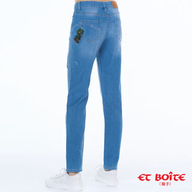 【BLUE WAY】女款 雲朵丹寧 黑膠娃娃 中腰 男友褲-ETBOITE箱子