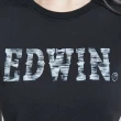 【EDWIN】女裝 人氣復刻款 花紗植絨LOGO短袖T恤(黑色)