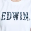 【EDWIN】女裝 人氣復刻款 花紗植絨LOGO短袖T恤(白色)