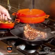 【義大利AGNELLI安利亞鍋】SLOWCOOK慢燉鑄鐵鍋系列-方形雙色鑄鐵烤盤-橙色 26x32cm