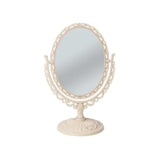 【樂嫚妮】歐式360度旋轉化妝鏡 宮廷風雕花桌上鏡