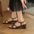 【WYPEX】現貨+預購 一字帶涼鞋女 低跟真皮度假涼拖鞋女 繞帶顯瘦涼鞋(2色)