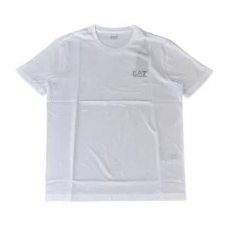【EMPORIO ARMANI】EMPORIO ARMANI EA7銀字LOGO純棉短袖T恤(男款/白)