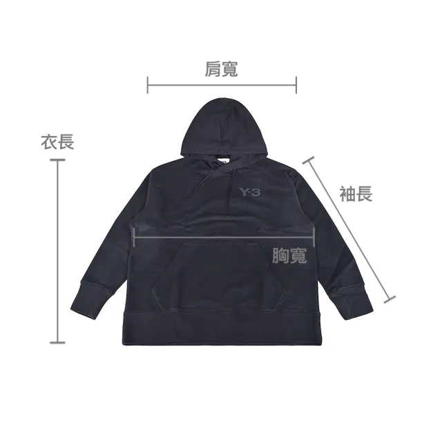 【Y-3 山本耀司】Y-3字母印花LOGO純棉長袖連帽T恤(平輸品/男款/黑)