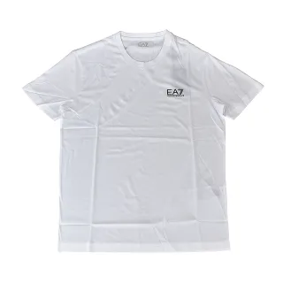 【EMPORIO ARMANI】EMPORIO ARMANI EA7黑字母LOGO純棉短袖T恤(男款/白)
