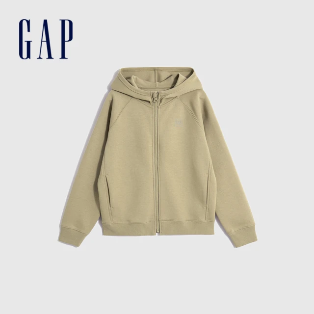 GAP 男童 Logo連帽長袖外套 空氣三明治系列-淺棕色(797362)