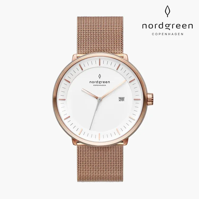 【Nordgreen 官方直營】Philosopher 哲學家 玫瑰金系列 玫瑰金指針鈦鋼米蘭錶帶手錶 40mm
