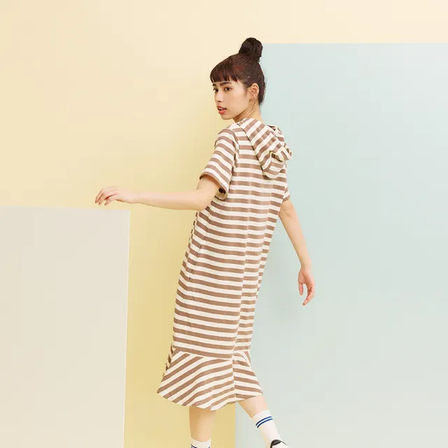 【Dailo】條紋小魚尾-女短袖洋裝 魚尾 藍(三色/魅力商品/版型適中)