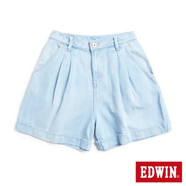 【EDWIN】女裝 打折寬短褲(重漂藍)