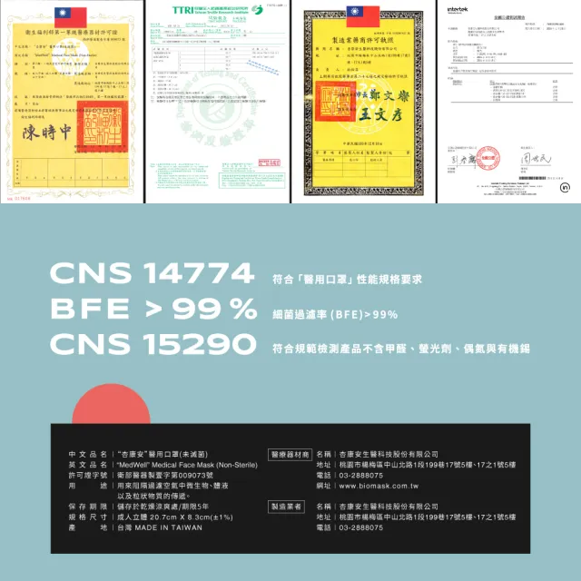 【BioMask杏康安】四層成人醫用口罩-莫蘭迪系列-璀燦白-10入/盒(醫療級、韓版立體、台灣製造)