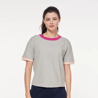 【NAUTICA】女裝撞色包邊短版短袖T恤(灰)