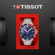 【TISSOT 天梭 官方授權】Seastar 1000海星300米潛水三眼計時錶-45.5mm/紅藍 母親節 禮物(T1204171104103)
