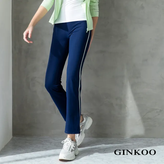 【GINKOO 俊克】微寬鬆白線運動褲