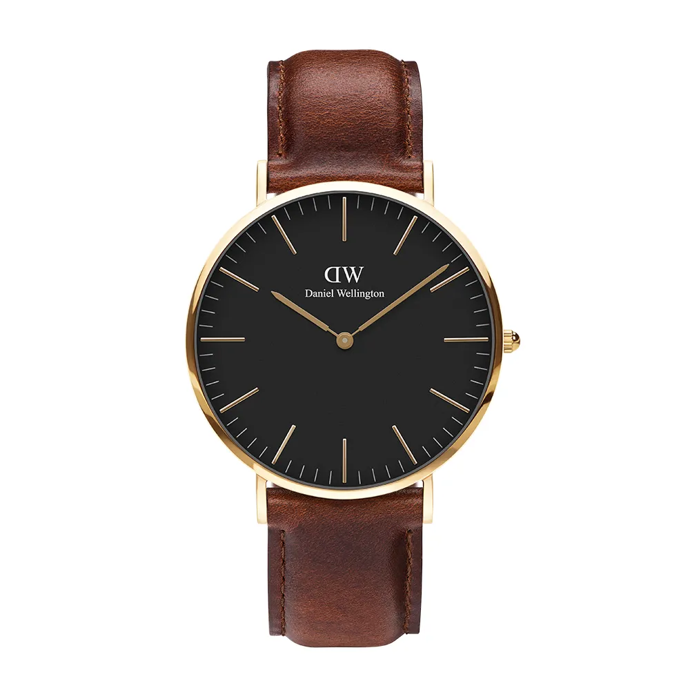 【Daniel Wellington】DW 手錶  Classic St Mawes 40mm棕色真皮皮革錶(DW00100543)