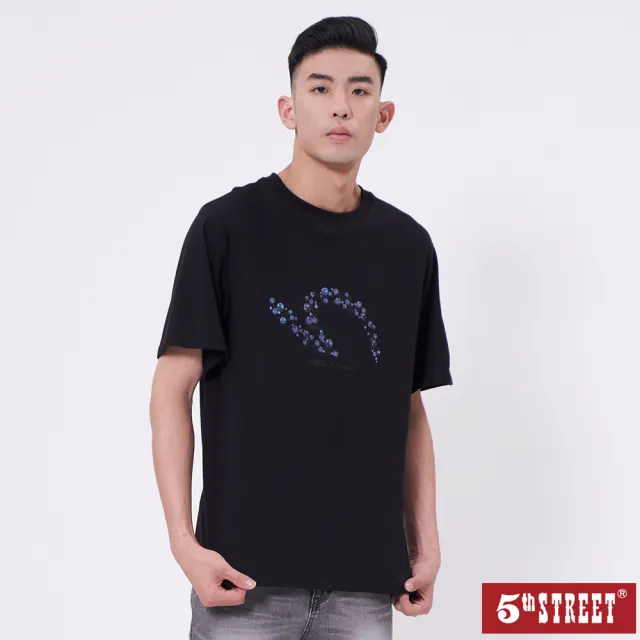 【5th STREET】中性瓶蓋袋花騰袋花T-黑色