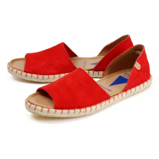 【VERBENAS】麂皮休閒魚口草編涼鞋 橘紅色(030067-OR2)