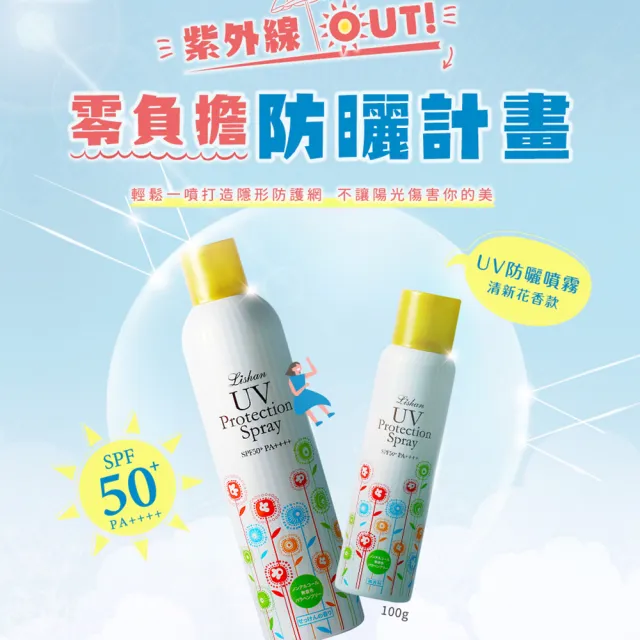 【Lishan】UV防曬噴霧 SPF50+ PA++++ 250g(最高防曬係數 輕薄噴霧不泛白)