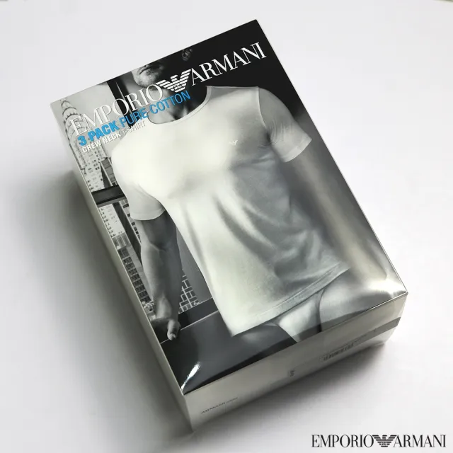 【EMPORIO ARMANI】三件組經典短T盒裝(純棉三入組 冬季大優惠)