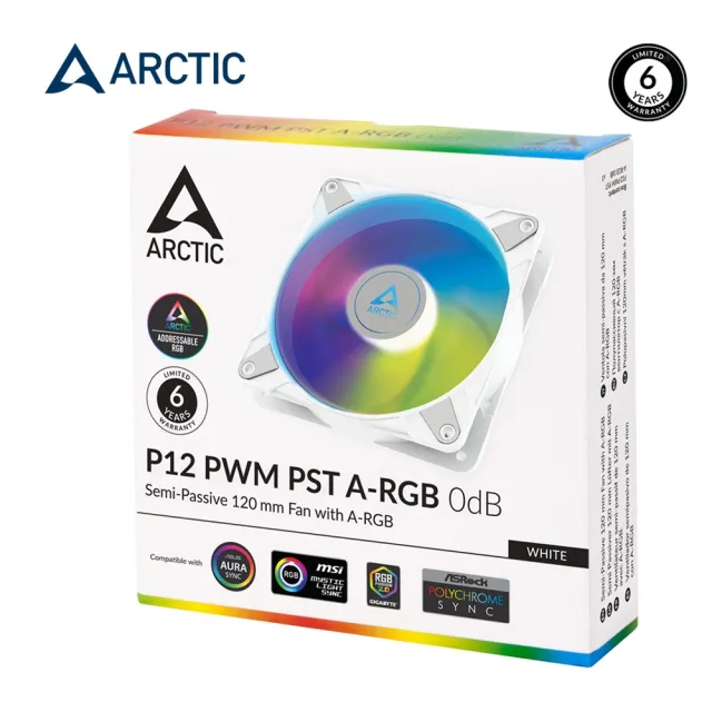 【Arctic】P12 PWM PST A-RGB 12公分共享旋風扇 白(原廠保固六年)