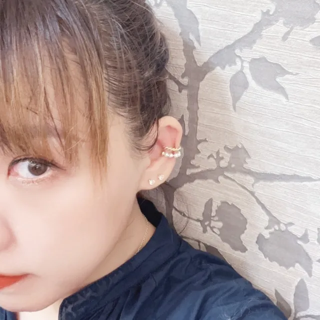 【bibi】銅鍍真金高級感雙層法式珍珠女無耳洞耳飾新款冷淡風簡約耳骨夾